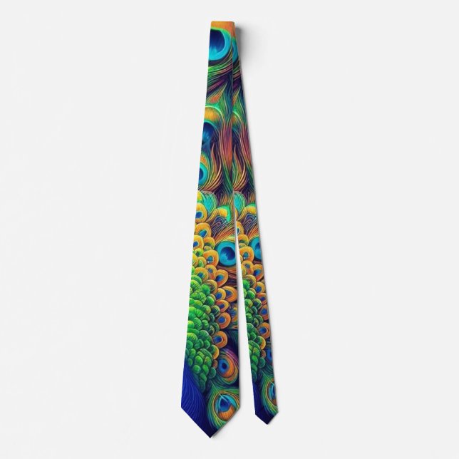 Hommes Cravate - Peacock Feathers Design, Art (Devant)