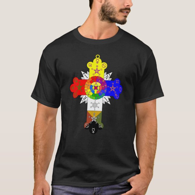 Hommes croisés roses de luxe de T-shirt de Lamen (Devant)