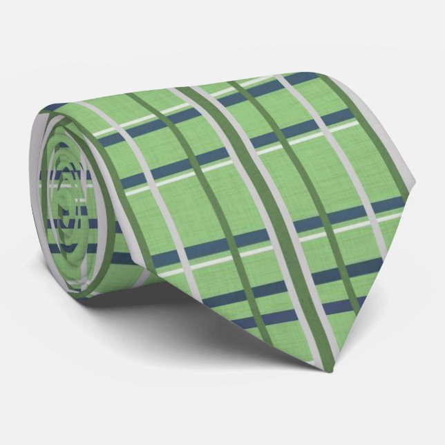 Hommes Designer Cravates Green Plaid (Roulé)