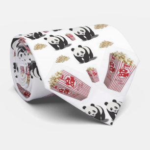 Hommes Designer Cravates Panda Bear Popcorn