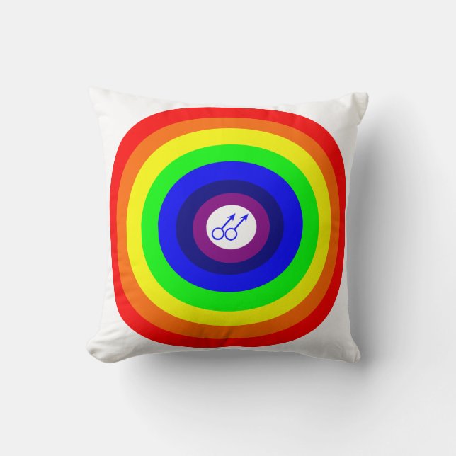Hommes gays Coussin arc-en-ciel rond (Recto)