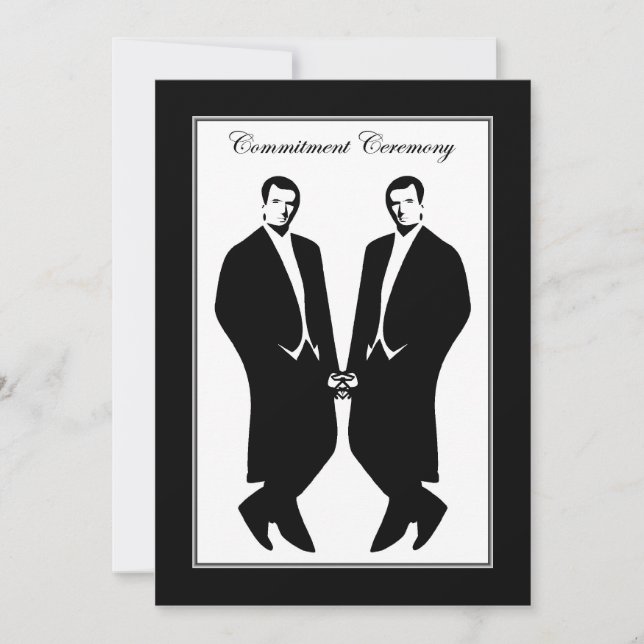 Hommes gays Faire-part de mariage. Cérémonie d'eng (Devant)