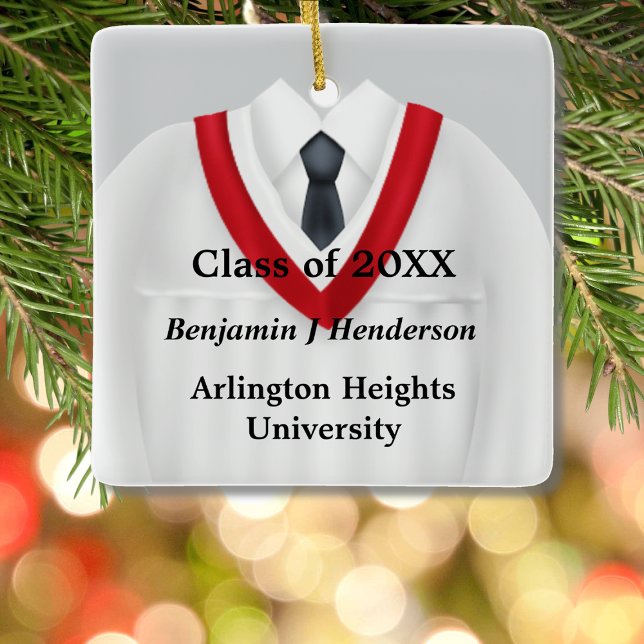 Hommes Grad Gown Blanc et Rouge Ornement (Créateur téléchargé)