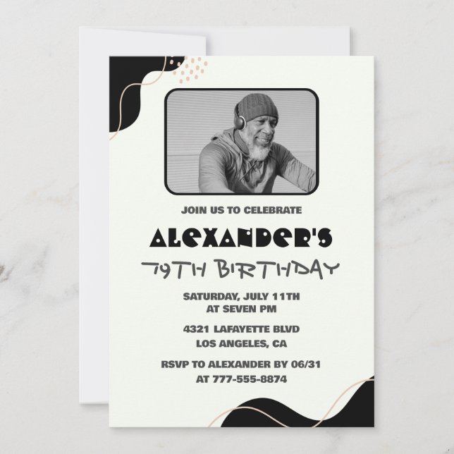 Hommes noirs 79e anniversaire invitations (Devant)