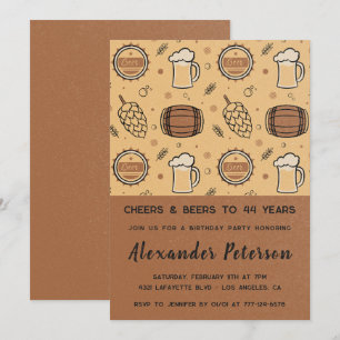 Hommes Rustic Beer 44e anniversaire invitations