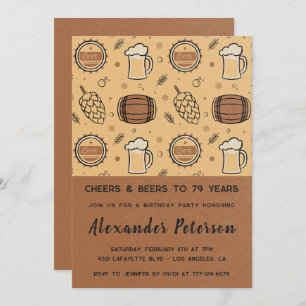 Hommes Rustic Beer 79e anniversaire invitations