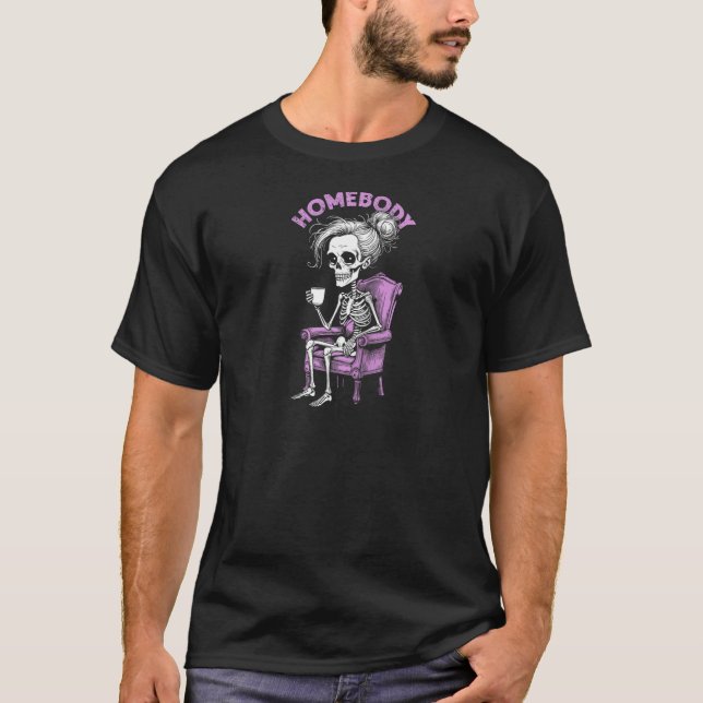 Homones Funny Indoorsy Skeleton Introvert Shy Hal T-Shirt (Vorderseite)