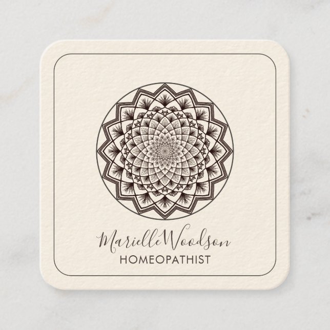 Homöopathin Mandala Symmetry Quadratische Visitenkarte (Vorderseite)