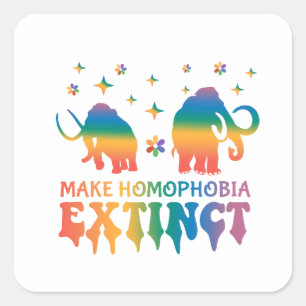 Homophobie aussterben - Rainbow Elephant LGBTQ Quadratischer Aufkleber
