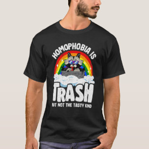 Homophobie ist Mülleimer Raccoon Rainbow Flag Gay T-Shirt