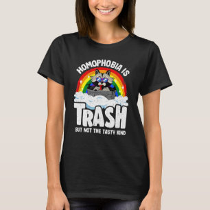 Homophobie ist Mülleimer Raccoon Rainbow Flag Gay T-Shirt