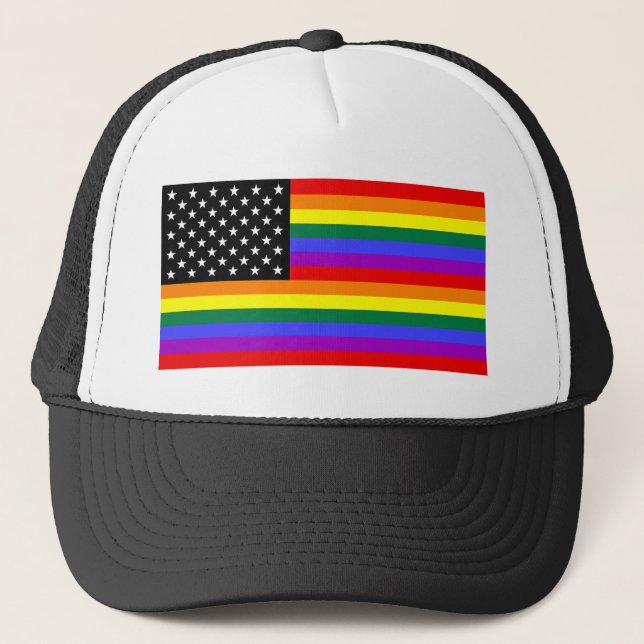 Homosexuelle Amerika-Stolz-Flagge Truckerkappe (Vorderseite)