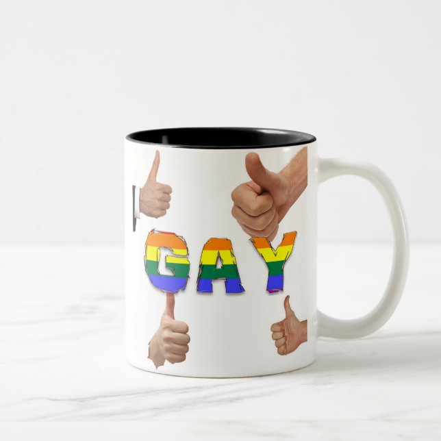 Homosexuelle Daumen oben Zweifarbige Tasse (Rechts)