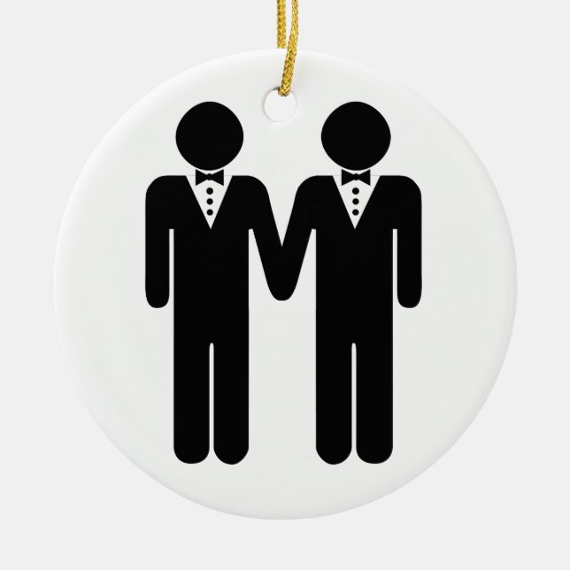 HOMOSEXUELLE HOCHZEITS-DECKEL-MÄNNER - .PNG KERAMIKORNAMENT (Vorne)