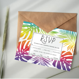Homosexuelle, lesbische Regenbogen-Blätter Konfett RSVP Karte