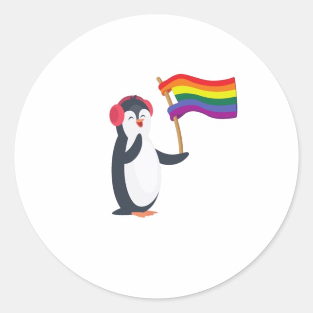 Homosexuelle Pinguin Gay Pride Monat LGBT Runder Aufkleber (Vorderseite)