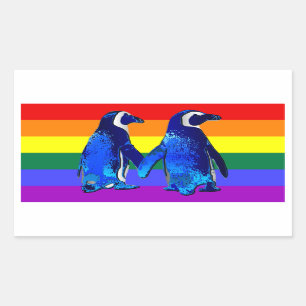 "Homosexuelle Pinguin-Paare " Rechteckiger Aufkleber