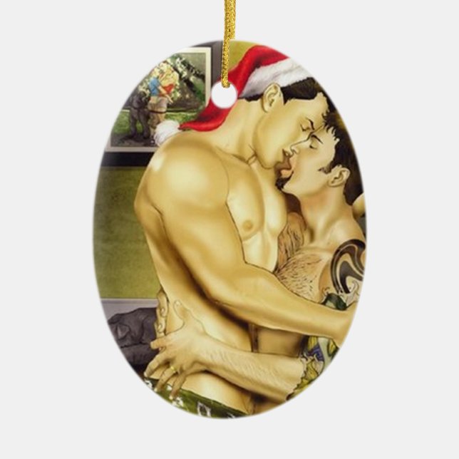 Homosexuelle Sankt-Kuss-Verzierung Keramikornament (Vorne)