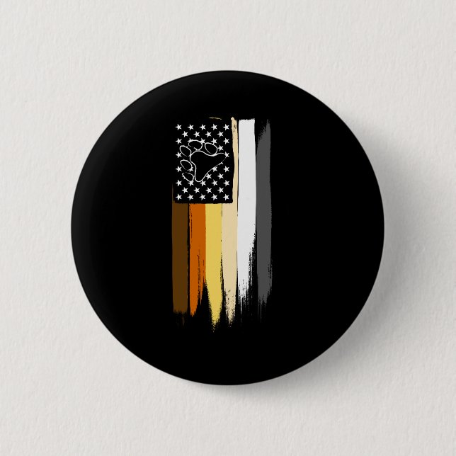 Homosexueller Bär gemaltes US Flagge Button (Vorderseite)
