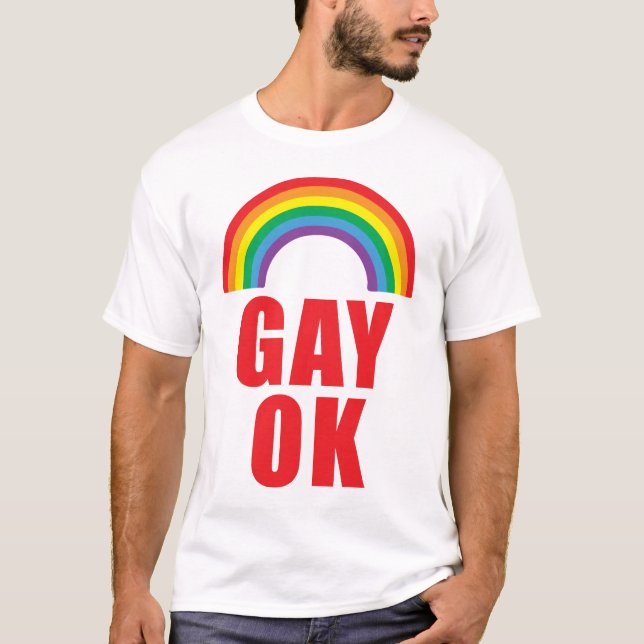 Homosexueller OKAYstolz-T - Shirt mit rotem Text (Vorderseite)