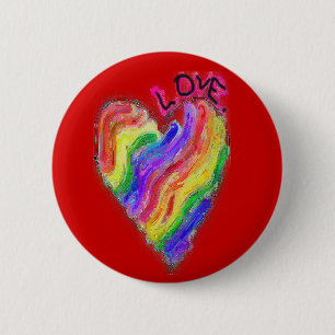 Homosexuelles lesbisches Regenbogen-Herz "Liebe " Button