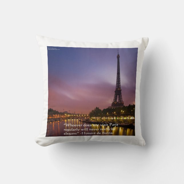 Hon. de Balzac Paris Elegance Quote Throw Pillow Kissen (Vorderseite)
