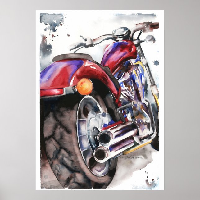 Honda Fury Motorrad Wasserfarbe von Jamie Hansen Poster (Vorne)
