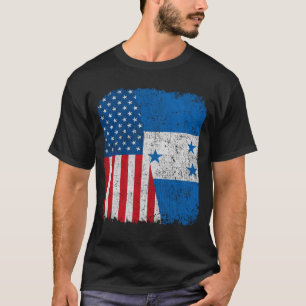 Honduras American Flag Half USA Honduras Root Prou T-Shirt