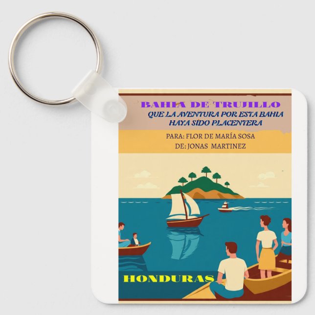  Honduras BAHIA DE TRUJILLO Retro poster Schlüsselanhänger (Vorderseite)