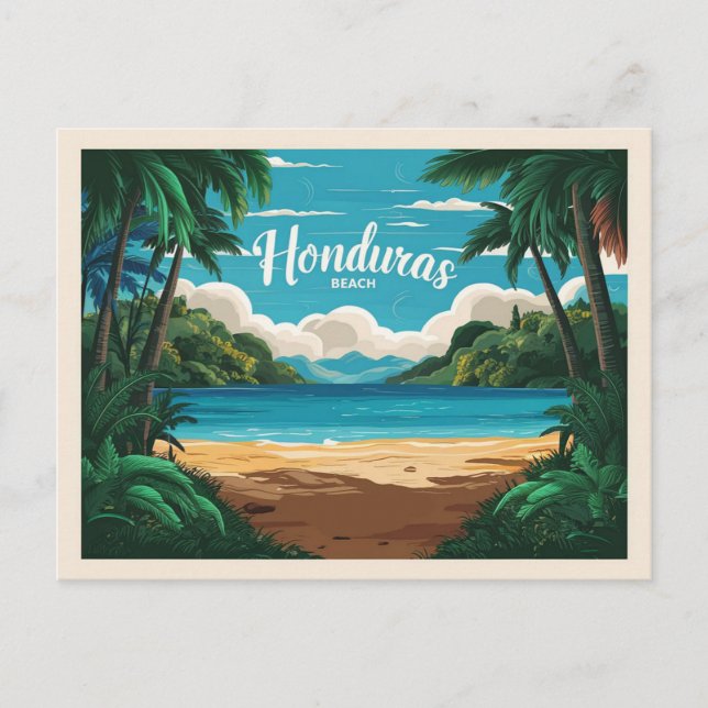 Honduras Beach Retro Travel Postkarte (Vorderseite)