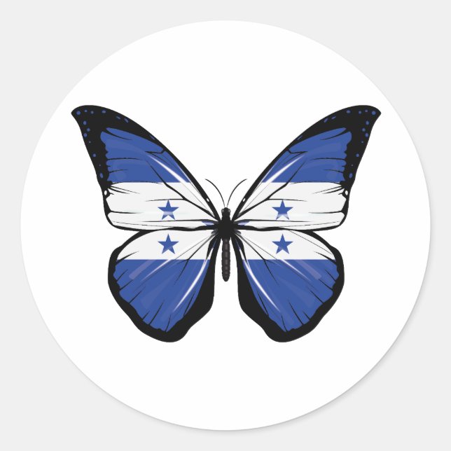 Honduras Butterfly Flag Runder Aufkleber (Vorderseite)