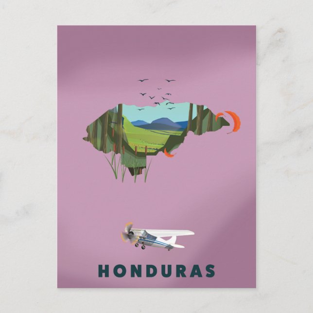 Honduras Carte illustrée affiche de voyage (Devant)