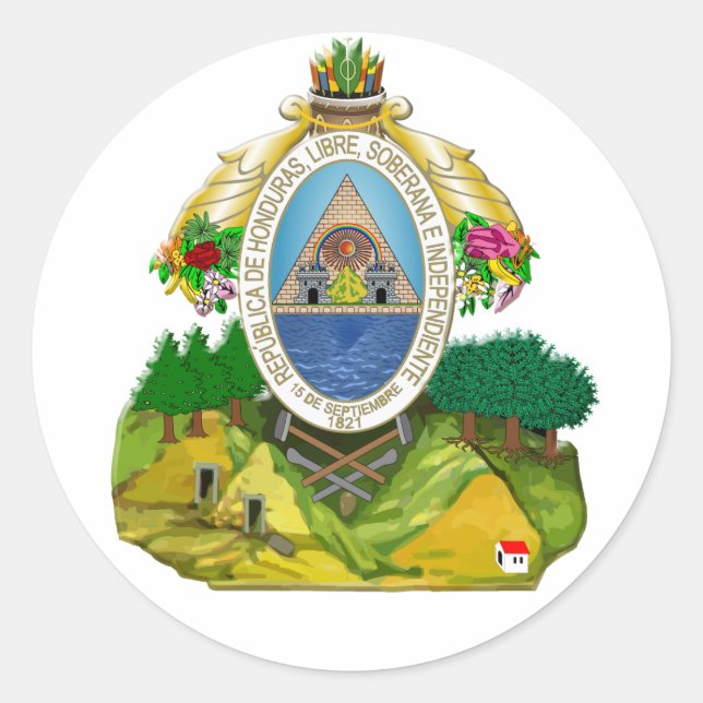 Honduras-Emblem Runder Aufkleber (Vorderseite)