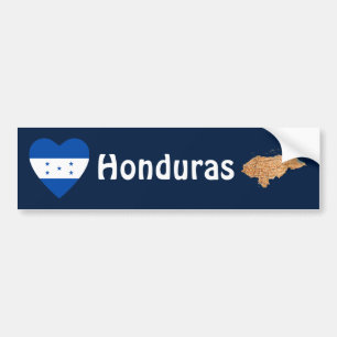 Honduras-Flagge Herz + Karte Stoßstangenaufkleber Autoaufkleber