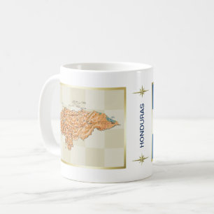 Honduras-Flagge + Karten-Tasse Kaffeetasse