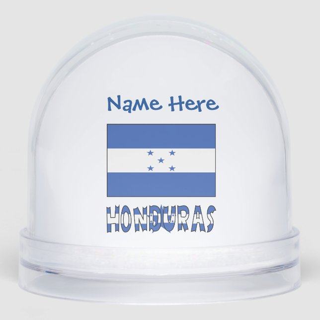 Honduras Honduran Flag Blue Personalization Schneekugeln (Vorderseite)