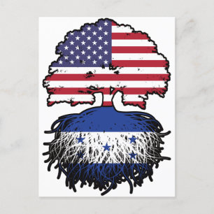 Honduras Honduras American USA Tree Roots Flag Postkarte