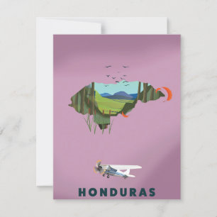 Honduras Illustrierte Reisekarte Poster
