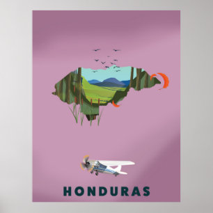 Honduras Illustrierte Reiselandkarte Poster