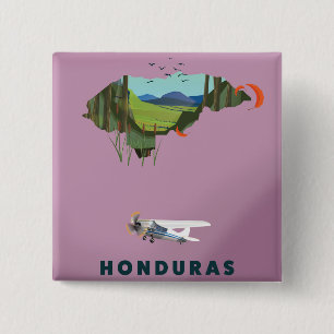 Honduras Illustrierte Reiselandkarte Poster Button