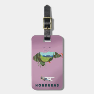 Honduras Illustrierte Reiselandkarte Poster Gepäckanhänger