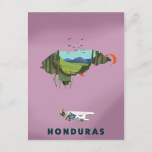 Honduras Illustrierte Reiselandkarte Poster Postkarte