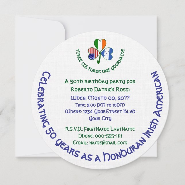 Honduras Irish American Kleeblatt Birthday Einladung (Vorderseite)