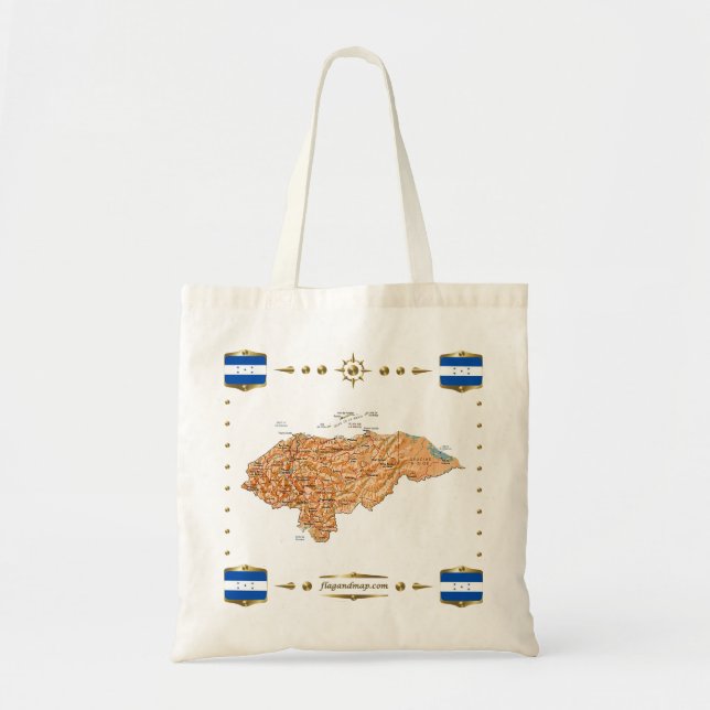 Honduras Karte + Flaggen Bag Tragetasche (Vorne)