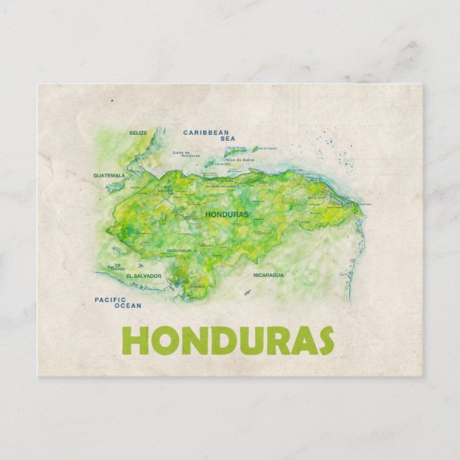 Honduras Karte Postkarte (Vorderseite)