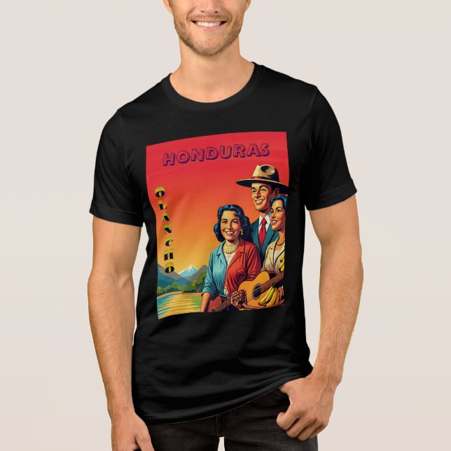  Honduras OLANCHO Retro poster Tri-Blend Shirt (Vorderseite)