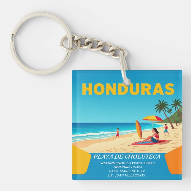  Honduras PLAYA DE CHOLUTECA Retro poster Schlüsselanhänger (Vorderseite)