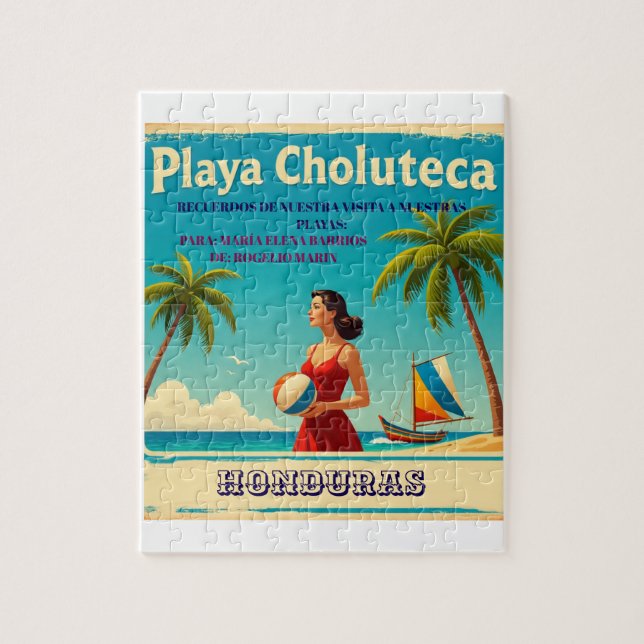  Honduras PLAYAS CHOLUTECA Retro poster (Vertikal)