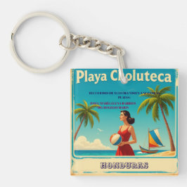  Honduras PLAYAS CHOLUTECA Retro poster Schlüsselanhänger