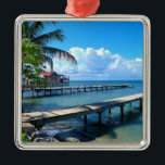 Honduras - Roantan Beach, Ornament Aus Metall<br><div class="desc">Landschaftsbild von Roantan Beach,  Honduras</div>